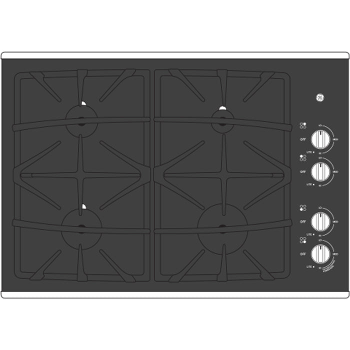GE® 30" Built-In Gas on Glass Cooktop with Dishwasher Safe Grates
