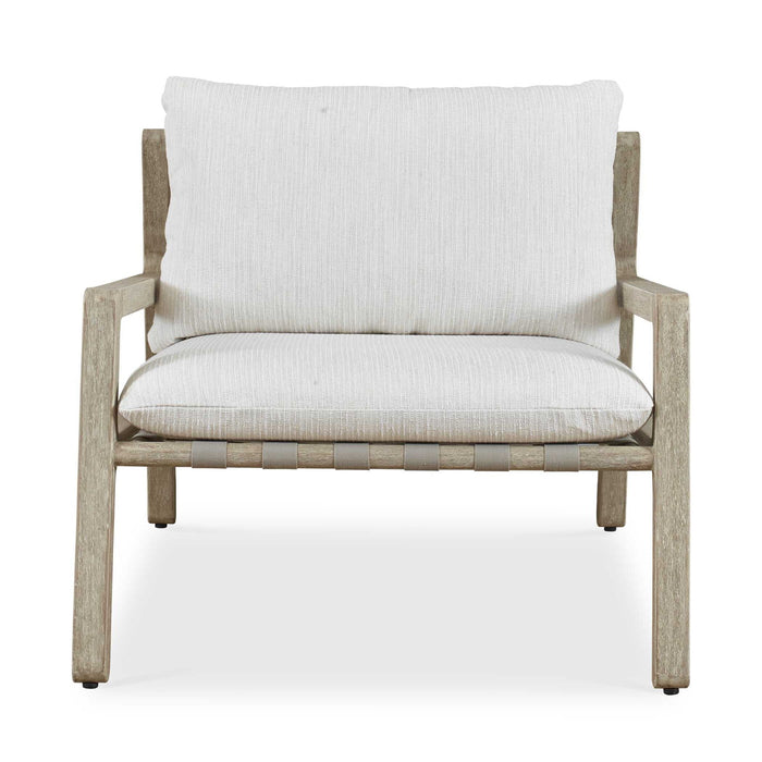 Strapped - Outdoor Lounge Chair - Light Brown / Pearl Silver