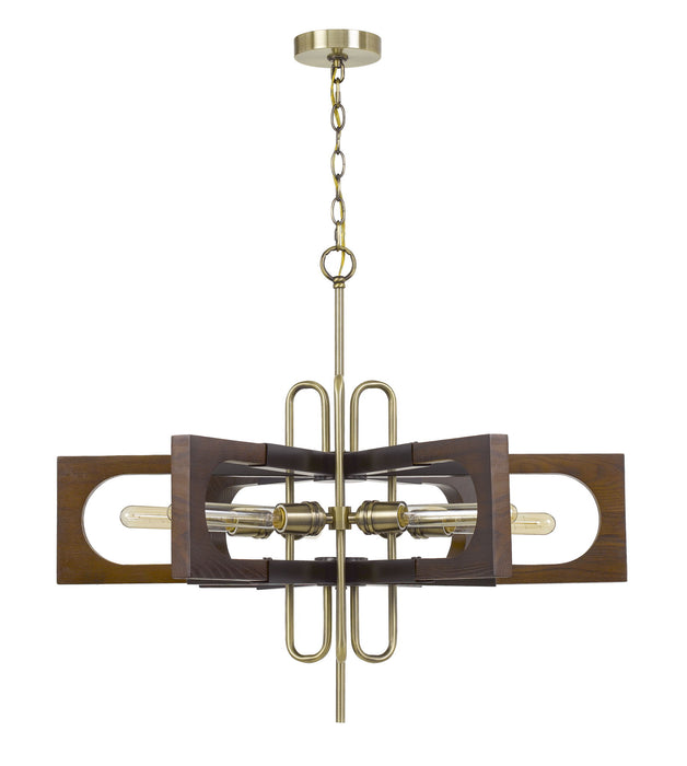 Sneek - Chandelier - Antique Brass & Wood