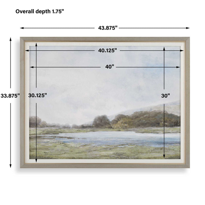 Restful Vista-Awe - Landscape Art - Black / Blue / Brown / Gold / Gray / Green / Woodtone