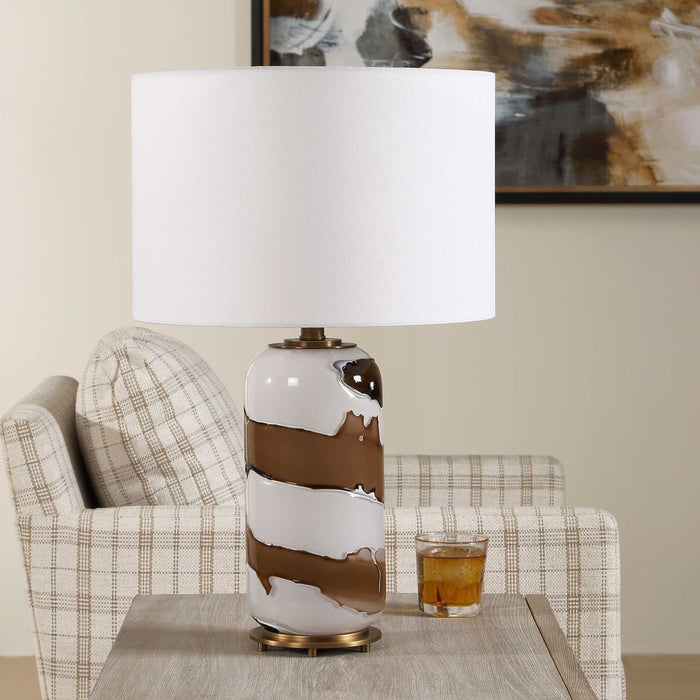 Ararat - Swirl Table Lamp - Brown / White