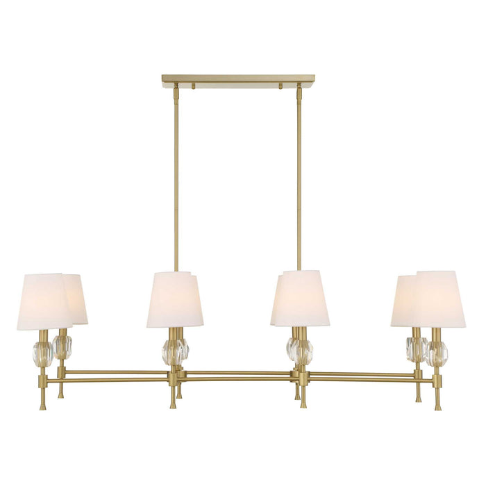 Arques - 8 Light Linear Chandelier - White / Gold