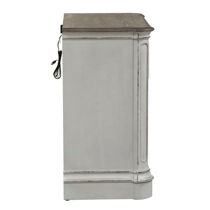 Magnolia Manor - 3 Drawer Bedside Chest With Charging Station - Antique White