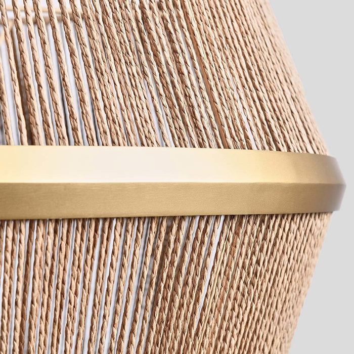 Wendy - Rattan Round Chandelier - Natural/Gold