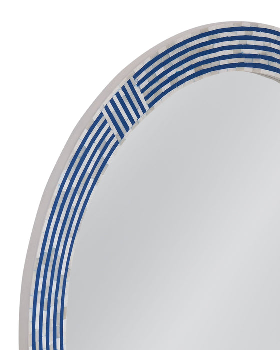Blue Circle - Wall Mirror - Blue / Cream