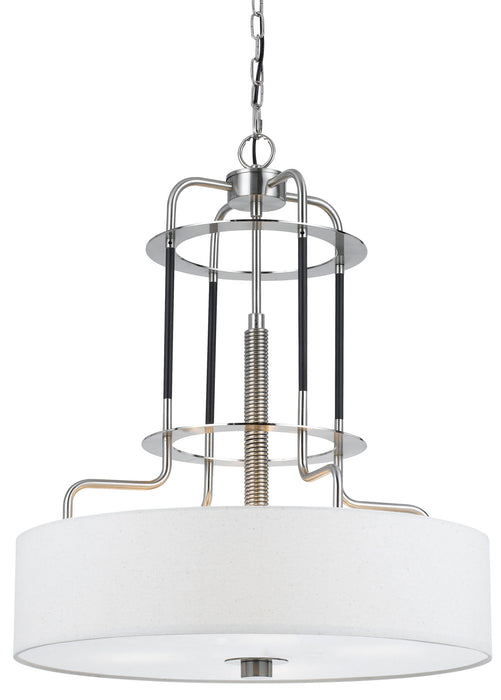Chandelier - Brushed Steel & White - 4 Light