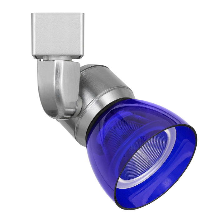 6.25" Height Metal Track Head - Brushed Steel & Blue