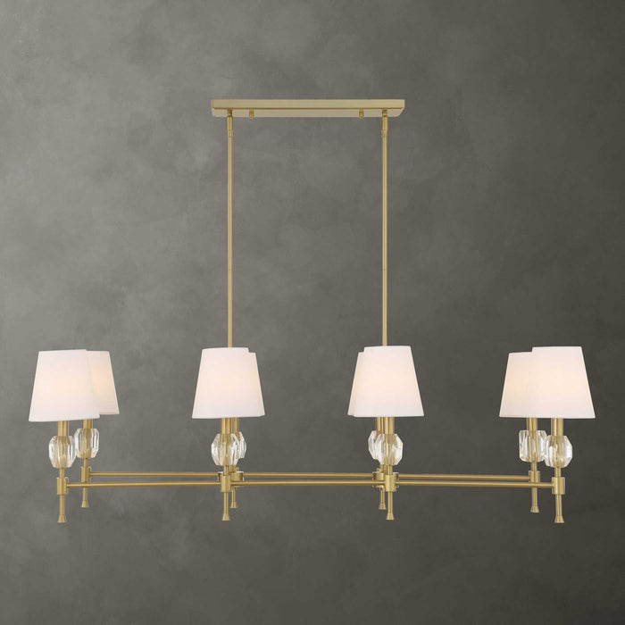 Arques - 8 Light Linear Chandelier - White / Gold
