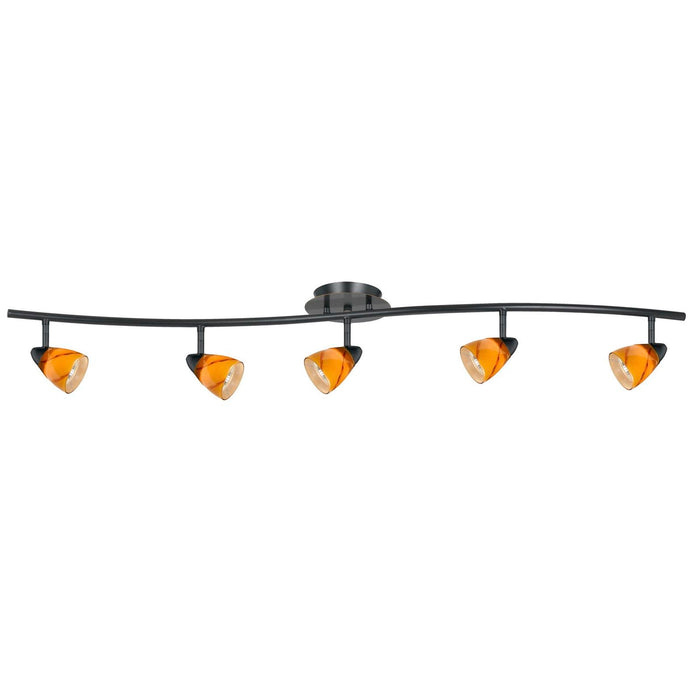 7.25-19.25" Height Adjustable Metal Serpentine Five Light Ceiling Fixture - Yellow & Dark Bronze