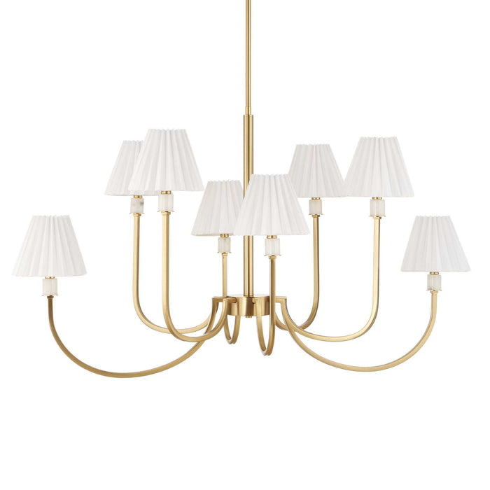 Poppins - 8 Light Brass Chandelier - White / Gold