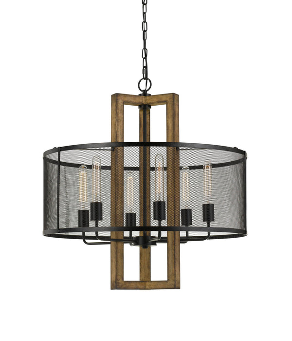 Monza - 29" Height Mesh Chandelier With Wood Finish