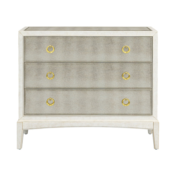 Kiara - Bronze Mirror Glam Hall Chest - White