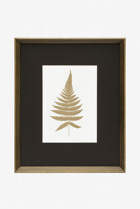 Antique Fern III Framed Print - Gold / White / Brown