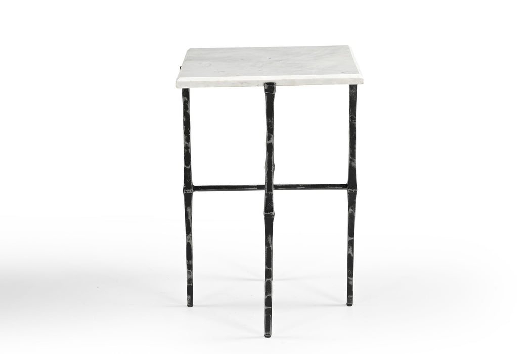 Darcy - Accent Table - Antique Nickel / White