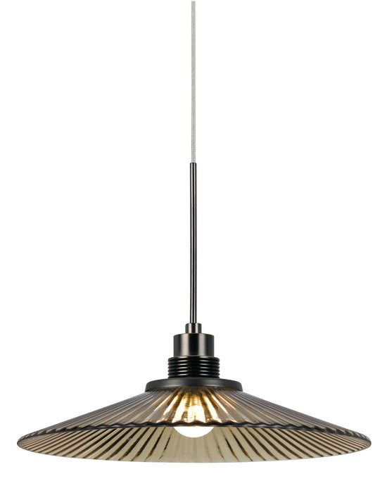 7.5" Height Glass and Metal Led Pendant With Brushed Steel Cord - Amber