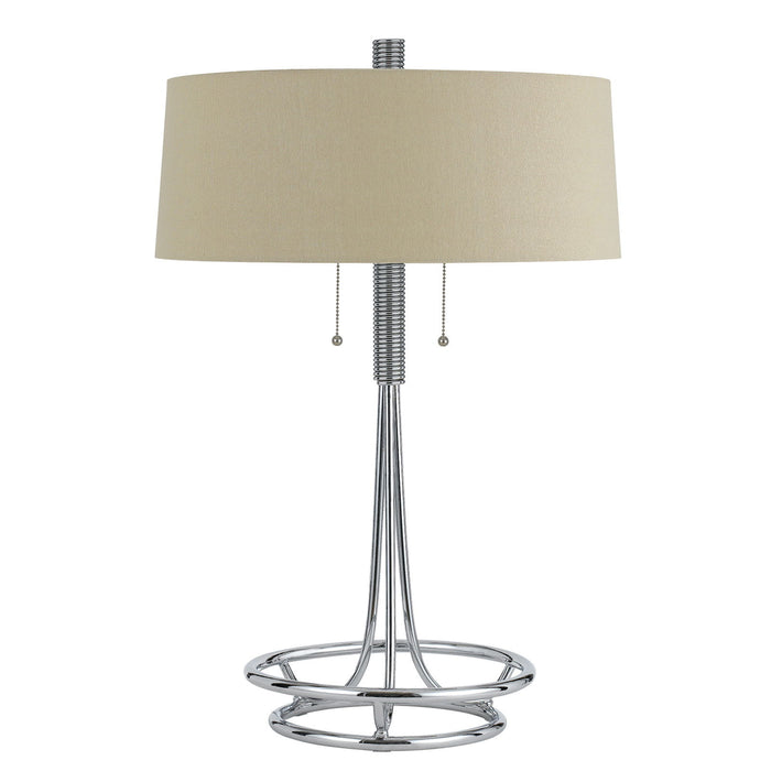 60W X 2 Leccemetal Table Lamp With Burlap Shade - Chrome