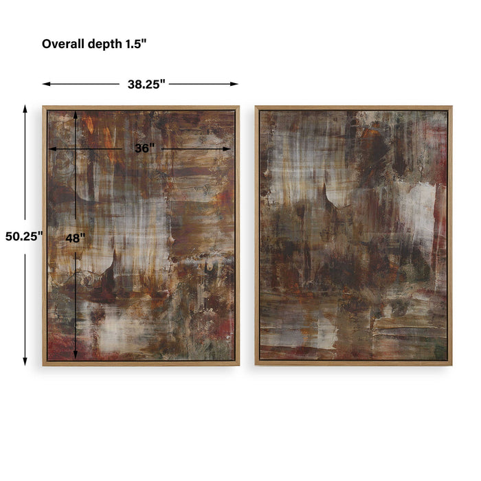 Molten Patina - Framed Canvases (Set of 2) - Dark Brown