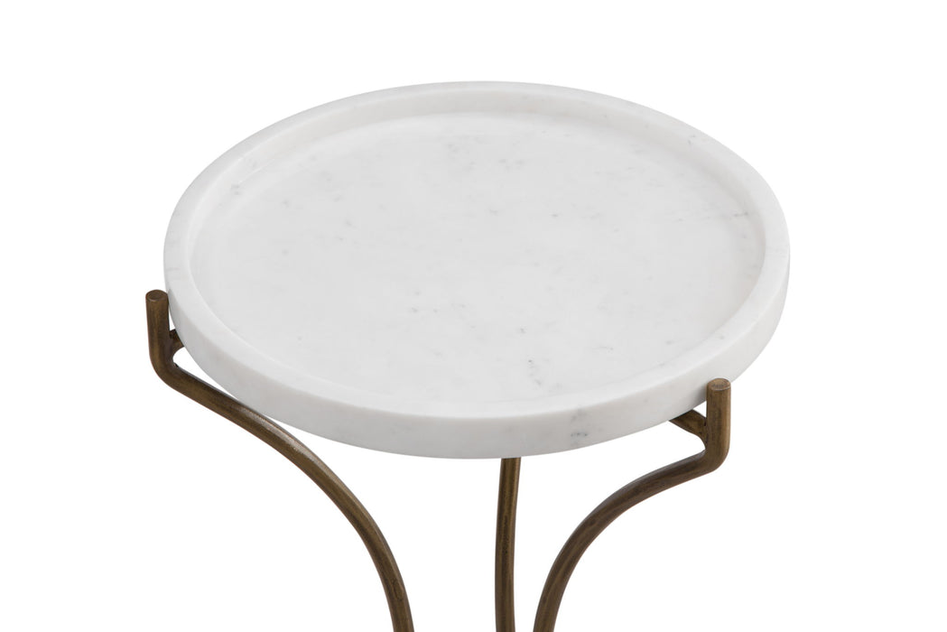 Mcgowan - Accent Table - Antique Brass / White Marble
