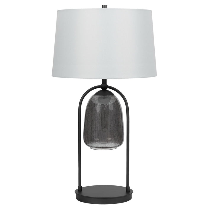 Midtown - 100W 3 Way Metal Table Lamp With Glass Shade And A 5W LED Night Light - Matte Black
