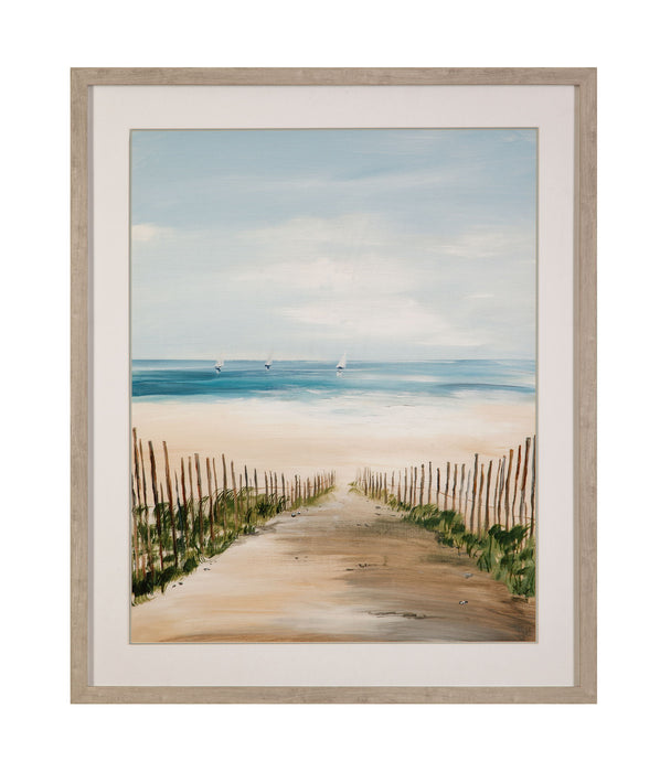 Beach Path Framed Print - Blue