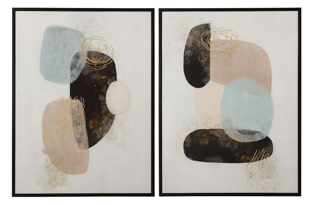 Athena Framed Canvas (Set of 2) - Gray / Beige