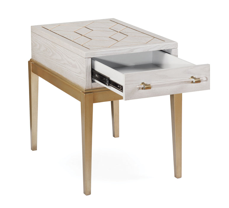 Perrine - Chairside Table - White / Gold