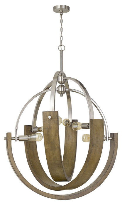 Rauma - 46.5" Height Chandelier - Wood & Brushed Steel