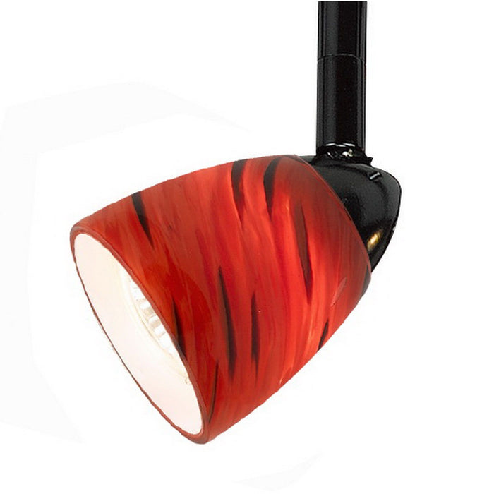 4.87" Height Serpentine Track Head With Shade - Red & Black - Metal & Glass