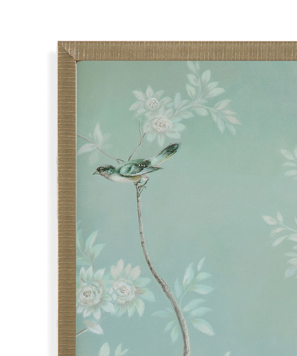 Birds And Flowers Framed Print (Set of 2) - Light Blue
