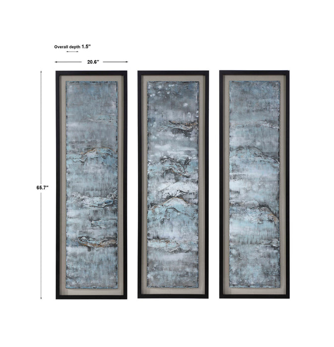 Ocean Swell - Painted Metal Art (Set of 3) - Blue