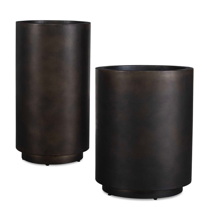 Volcan - Outdoor Planters (Set of 2) - Matte Bronze