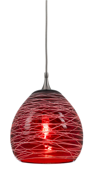 6.3" Height Glass and Metal Pendant With Brushed Steel Cord