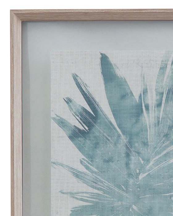 Burlap Ocean Palm III Framed Print - Light Blue