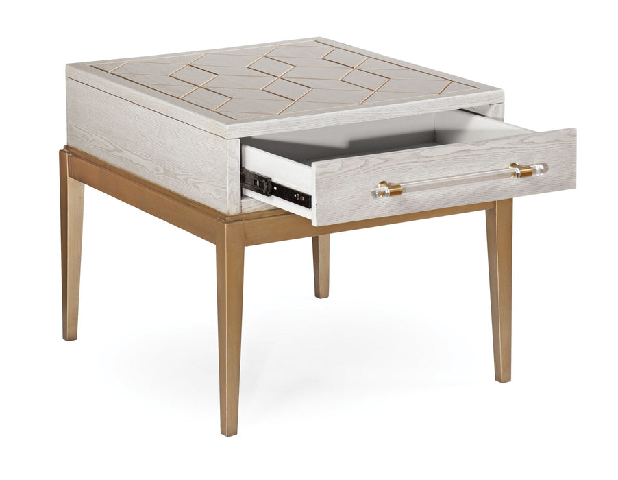 Perrine - Rectangle End Table - White / Gold
