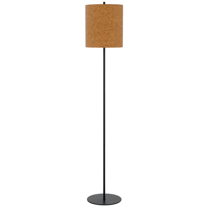 Pole - 100W Metal Floor Lamp With Cork Shade - Black