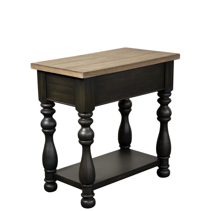 Barrington - 2 Tone Chairside Table - Antique Oak / Matte Black