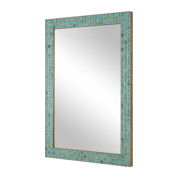 Coralie - Tile Mirror - Blue / Gold / Green