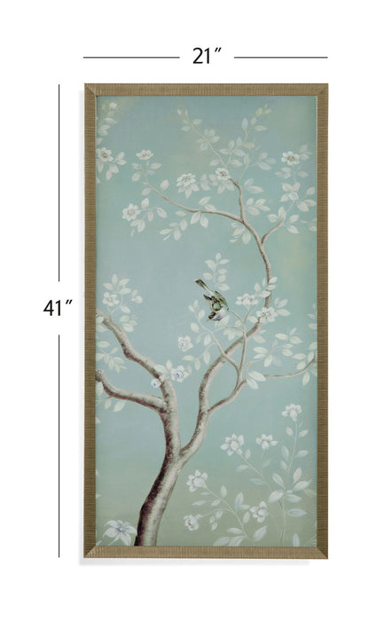 Birds And Flowers II Framed Print - Light Blue