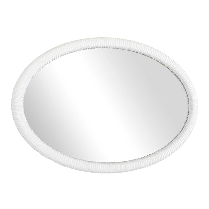 Bali - Ribbed Oval Mirror - White