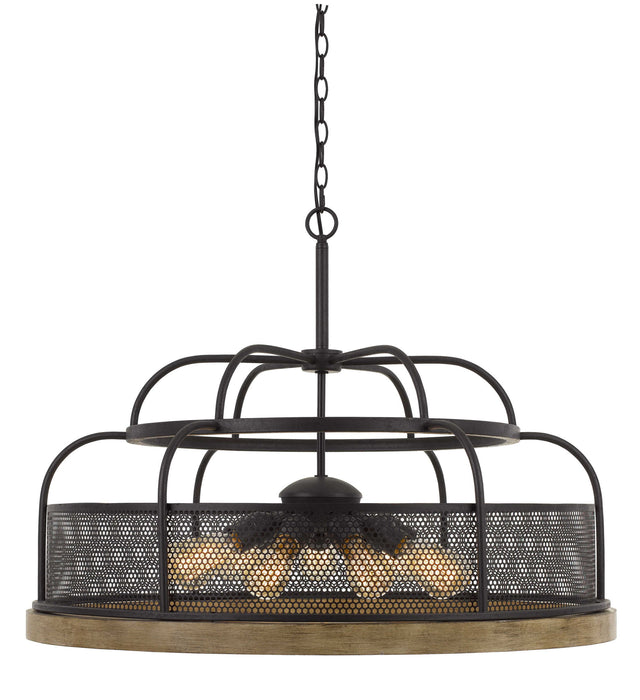 Akaki - 34" Height Pine Wood and Metal Fixture - Iron & Light Oak