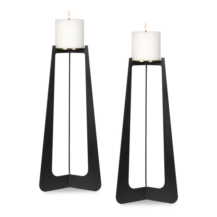 Columnar - Candleholders (Set of 2) - Black