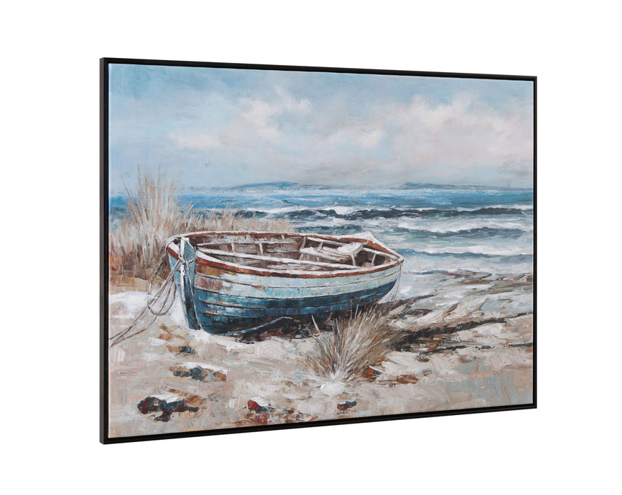 Mo Bay Framed Canvas - Blue / Light Brown
