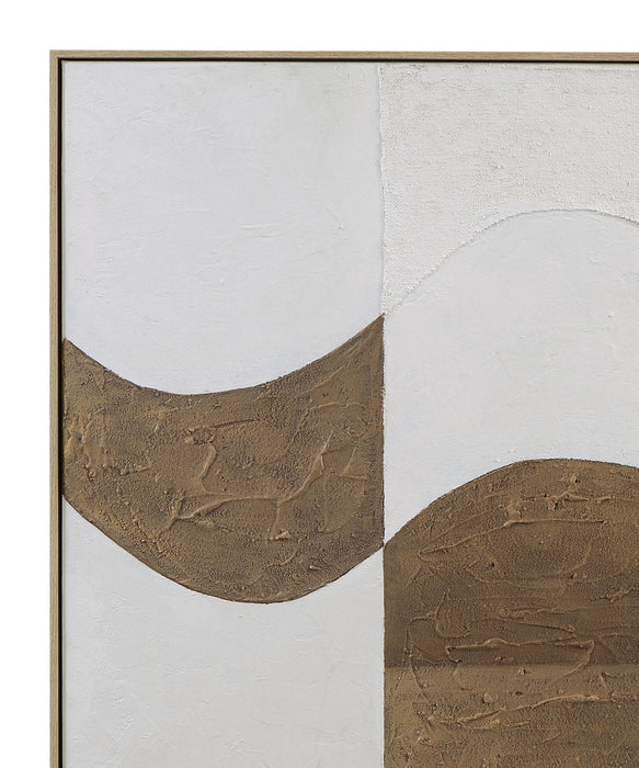 River City Framed Canvas - Dark Brown / White