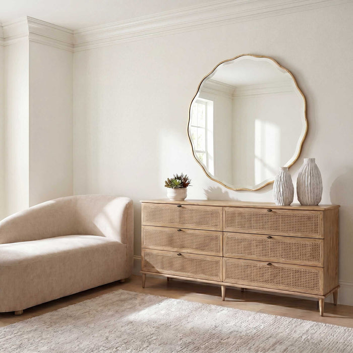 Coast - 6 Drawer Rattan Chest - Woodtone