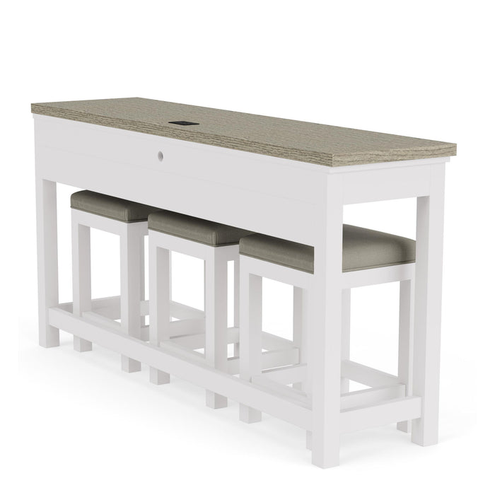 Cora - Workstation (Sofa Table With 3 Stools) - Cloud / Fog