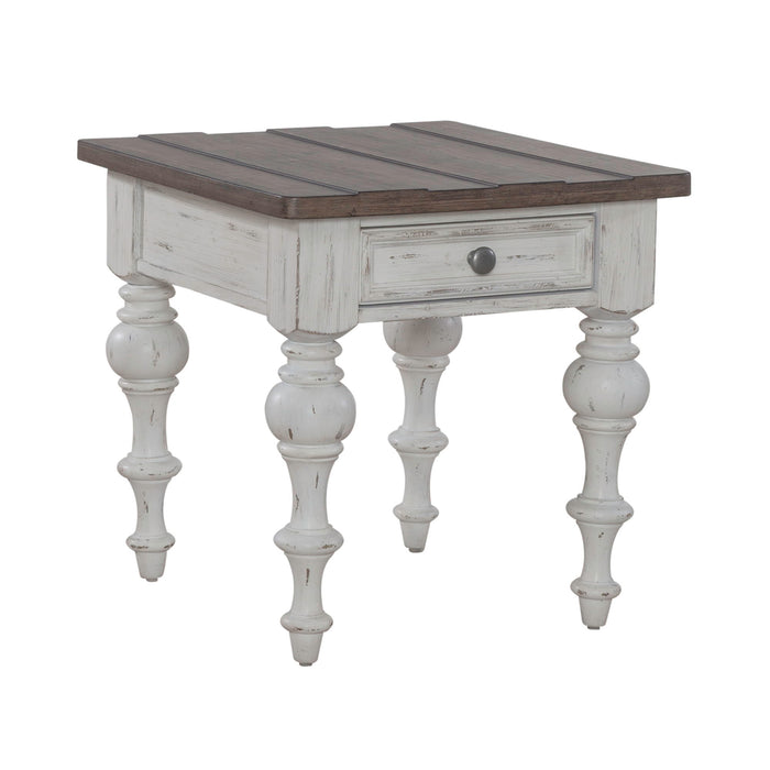River Place - End Table - Riverstone White & Tobacco
