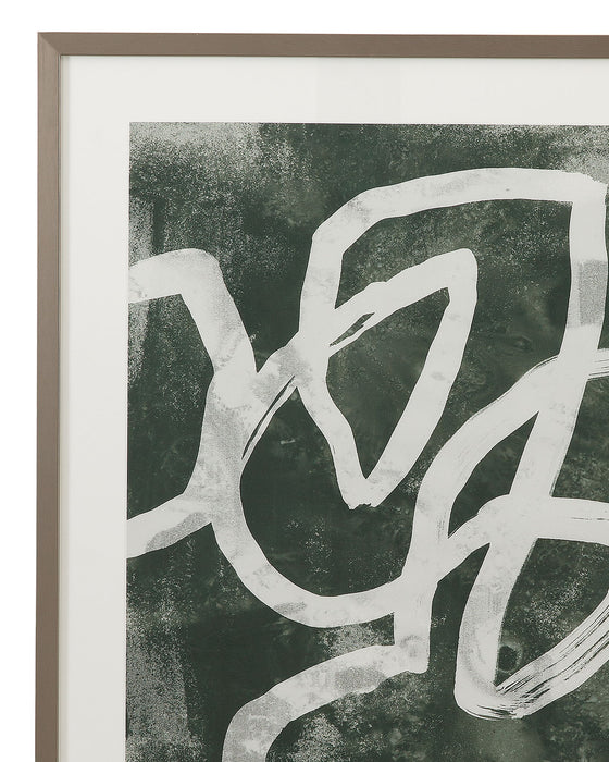 Chalk Line I Framed Print - Green / White