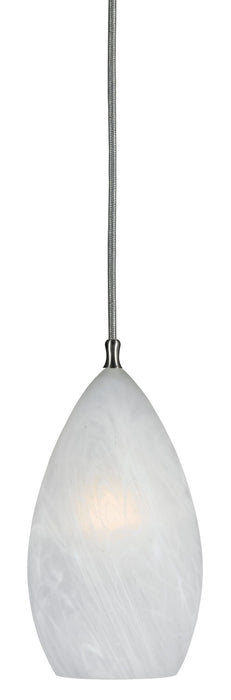 8" Height Glass and Metal Pendant With Brushed Steel Cord