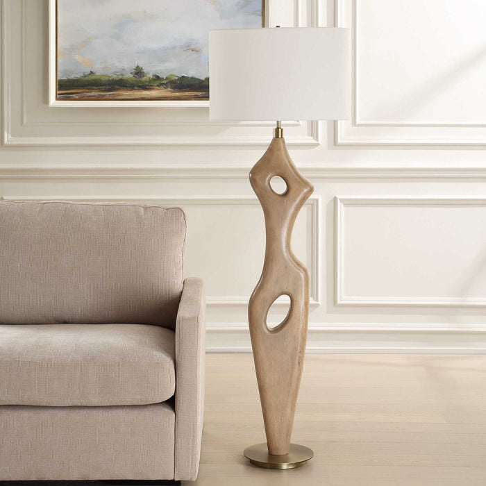 Almyra - Solid Wood Floor Lamp - Light Brown