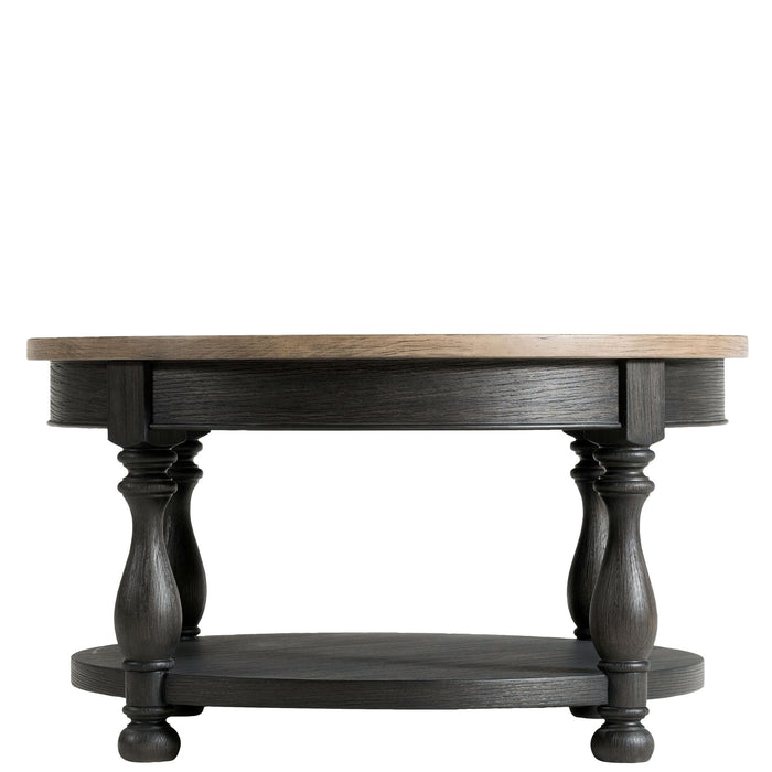 Barrington - 2 Tone Round Coffee Table - Antique Oak / Matte Black